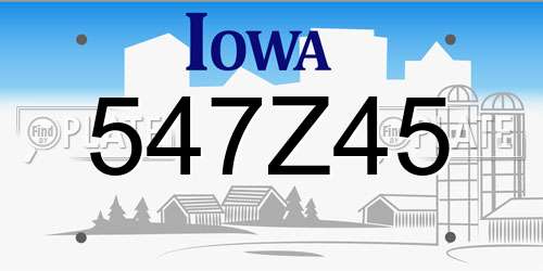 547Z45 Iowa License Plate