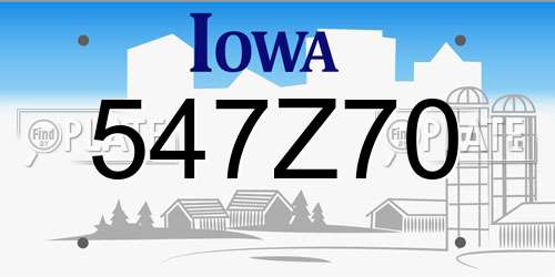 547Z70 Iowa License Plate