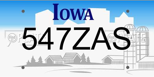 547ZAS Iowa License Plate