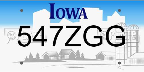 547ZGG Iowa License Plate