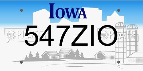 547ZIO Iowa License Plate