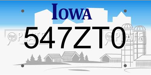 547ZT0 Iowa License Plate