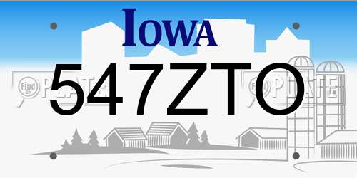 547ZTO Iowa License Plate