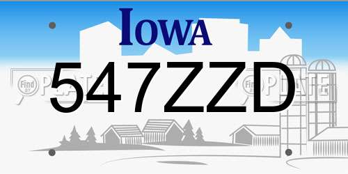 547ZZD Iowa License Plate