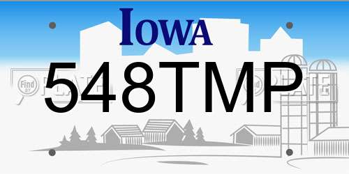 548TMP Iowa License Plate