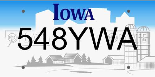 548YWA Iowa License Plate