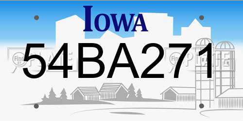 54BA271 Iowa License Plate