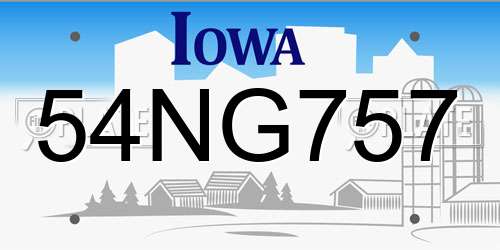 54NG757 Iowa License Plate