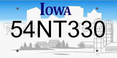 54NT330 Iowa License Plate