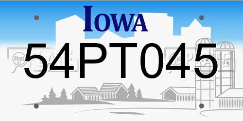 54PT045 Iowa License Plate