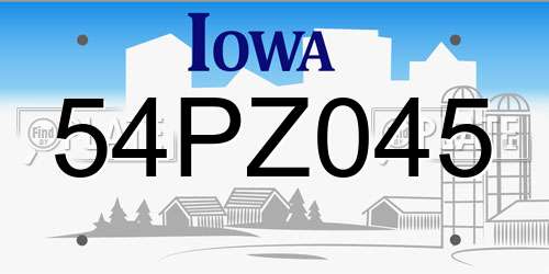 54PZ045 Iowa License Plate