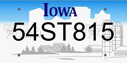 54ST815 Iowa License Plate