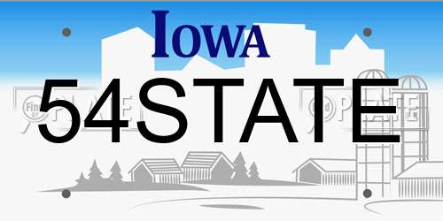 54STATE Iowa License Plate