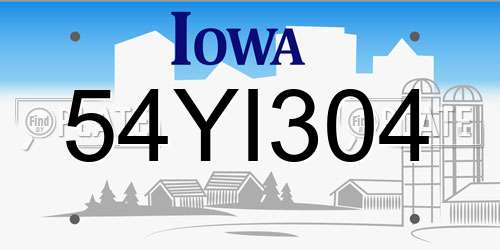 54YI304 Iowa License Plate