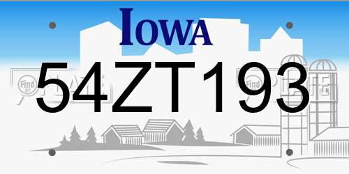 54ZT193 Iowa License Plate