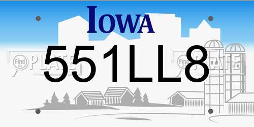 551LL8 Iowa License Plate
