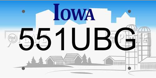 551UBG Iowa License Plate