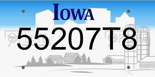 55207T8 Iowa License Plate