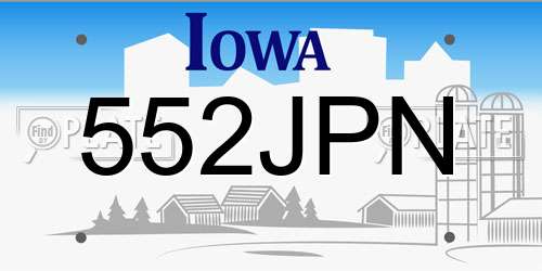 552JPN Iowa License Plate