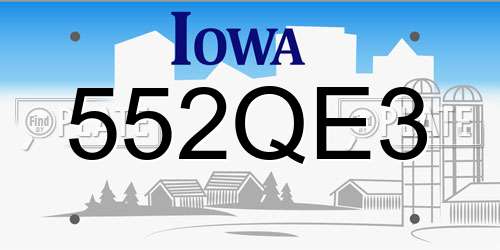552QE3 Iowa License Plate