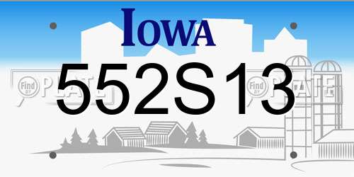 552S13 Iowa License Plate