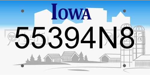 55394N8 Iowa License Plate