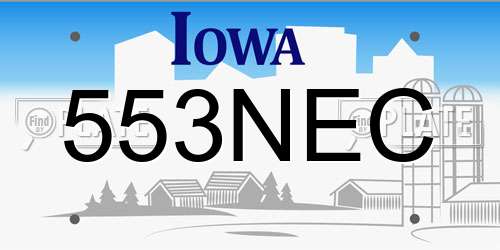 553NEC Iowa License Plate