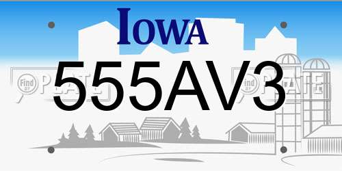 555AV3 Iowa License Plate