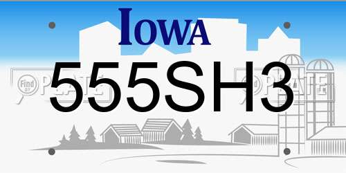 555SH3 Iowa License Plate