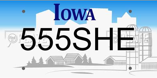 555SHE Iowa License Plate
