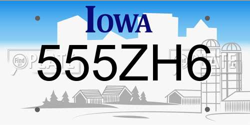 555ZH6 Iowa License Plate