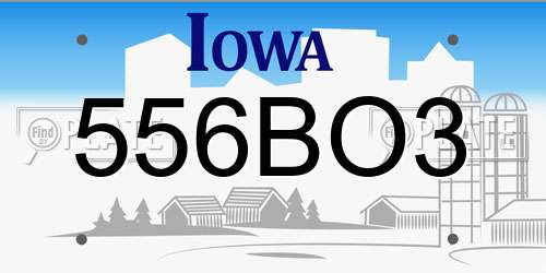 556BO3 Iowa License Plate