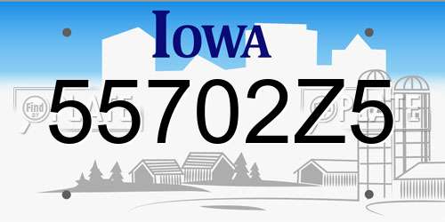 55702Z5 Iowa License Plate
