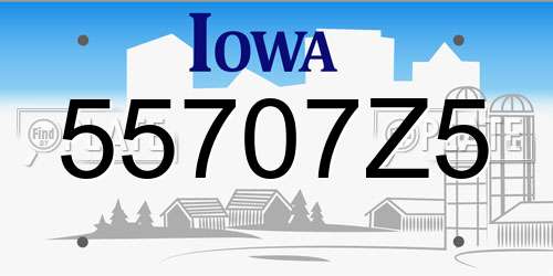 55707Z5 Iowa License Plate
