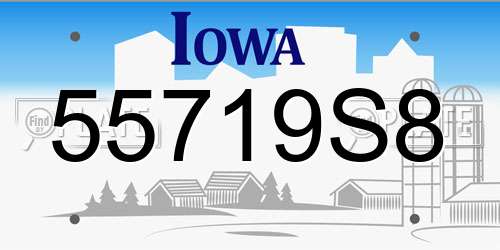 55719S8 Iowa License Plate