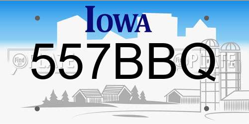 557BBQ Iowa License Plate