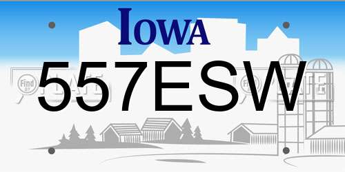 557ESW Iowa License Plate