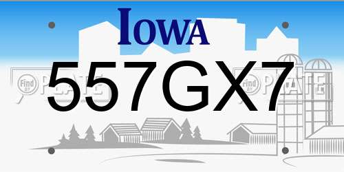 557GX7 Iowa License Plate