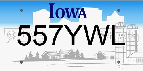 557YWL Iowa License Plate