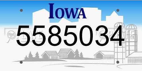 5585034 Iowa License Plate