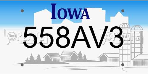 558AV3 Iowa License Plate
