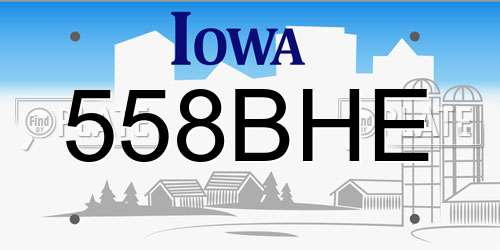 558BHE Iowa License Plate