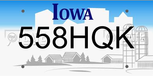 558HQK Iowa License Plate