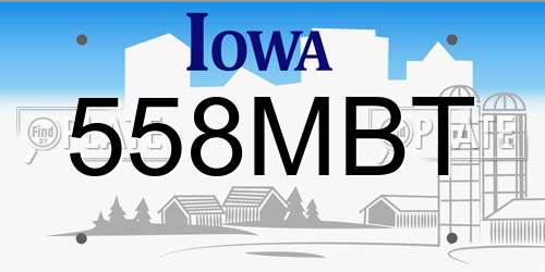 558MBT Iowa License Plate