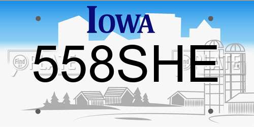 558SHE Iowa License Plate