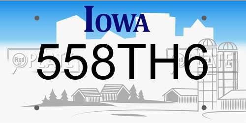 558TH6 Iowa License Plate