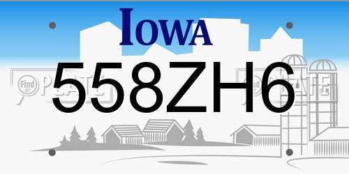 558ZH6 Iowa License Plate
