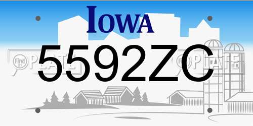 5592ZC Iowa License Plate