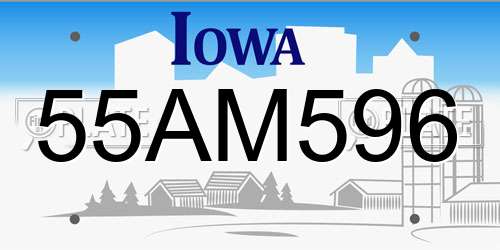 55AM596 Iowa License Plate