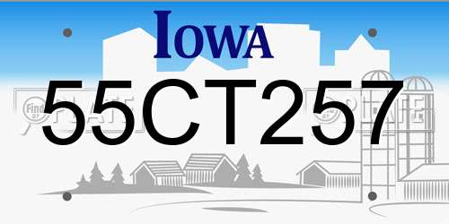 55CT257 Iowa License Plate